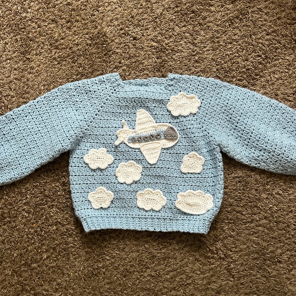 Airplane Cloud Diddy Sweater for 7/8 years